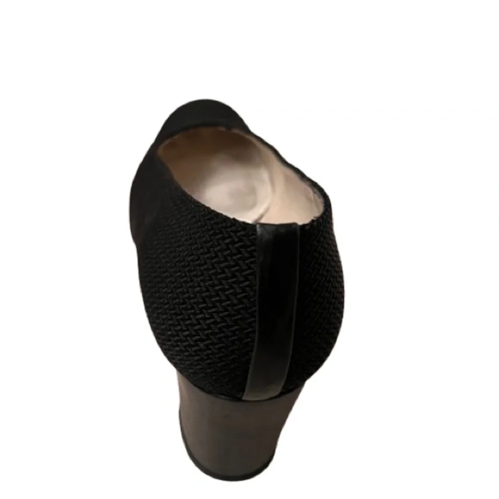 Stuart Weitzman Black Herringbone Block Heel Fabric Heels - Size 9